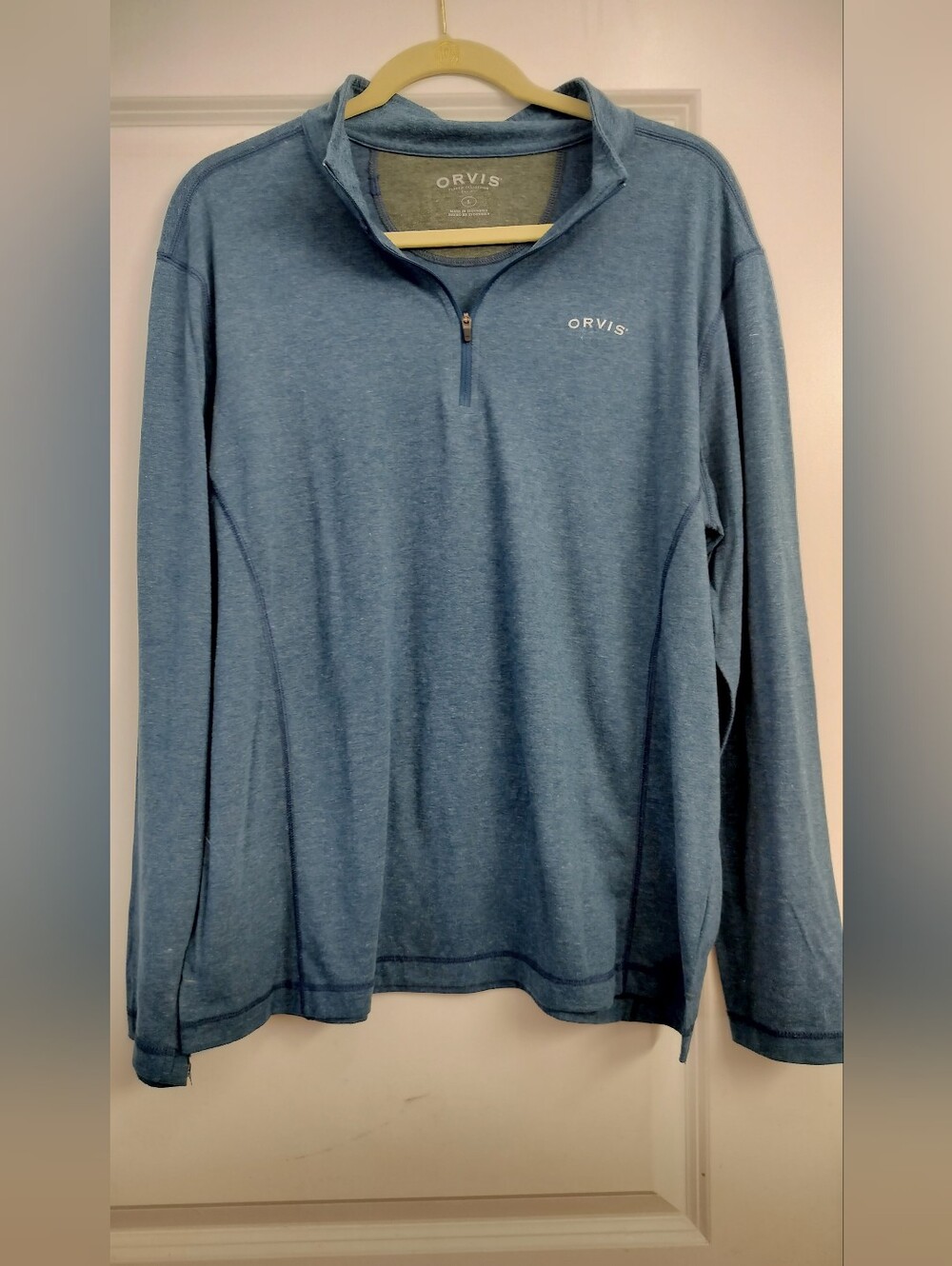 Orvis Men's Blue Quarter-Zip Pullover Sweater
